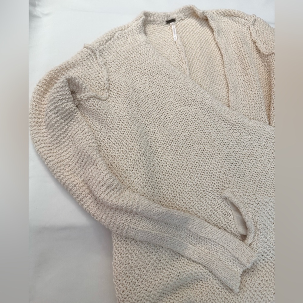 Free People Cream Open-Front Knit Cardigan - Picture 10 of 16